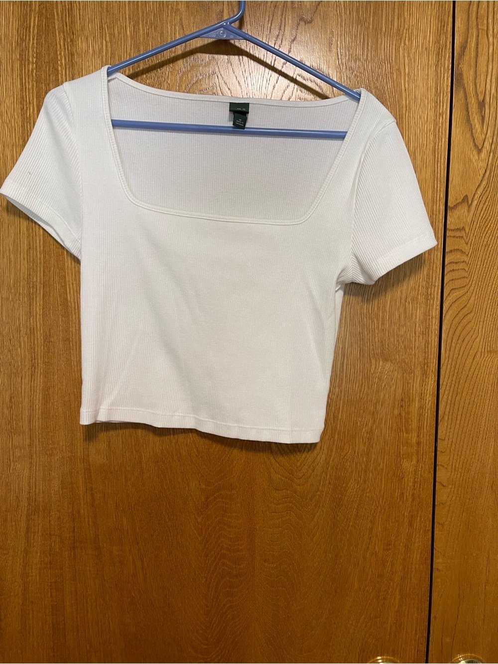 wild fable White Ribbed Square Neck Crop Top